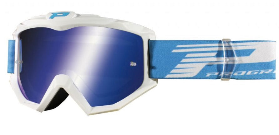 progrip motocross goggles white/blue