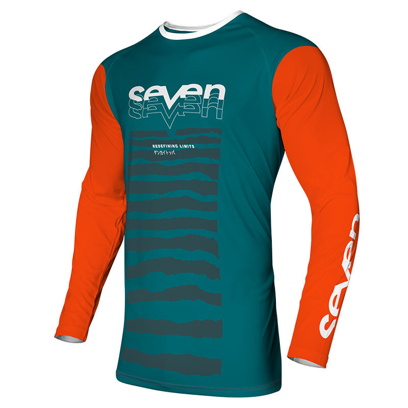Seven MX 23.1 Vox Surge Motocross Jersey (Teal/Orange, Size:S)